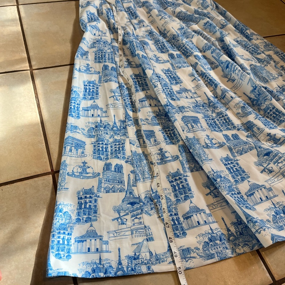 Karl Lagerfeld Women’s Sleeveless Printed Paris Toile blue white Dress 10 b2 - Picture 8 of 10